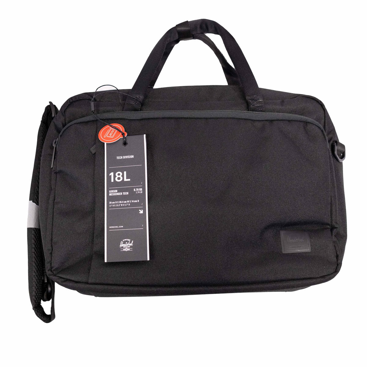 Herschel Tech Gibson 18L Black messenger bag front view