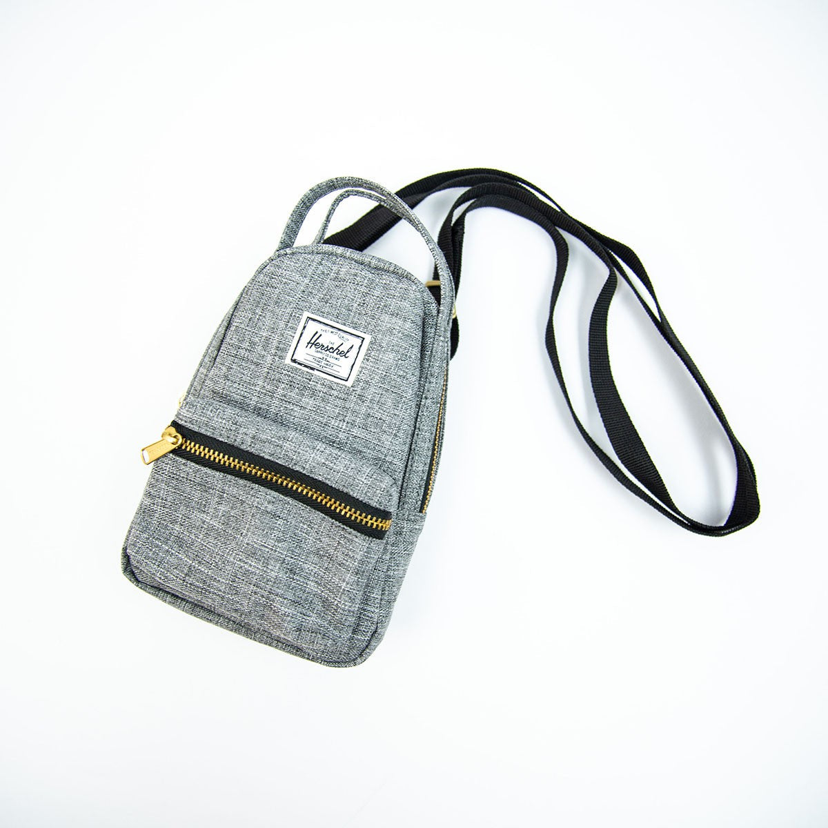 Herschel Nova Crossbody Mini Bag in Raven Crosshatch, front view