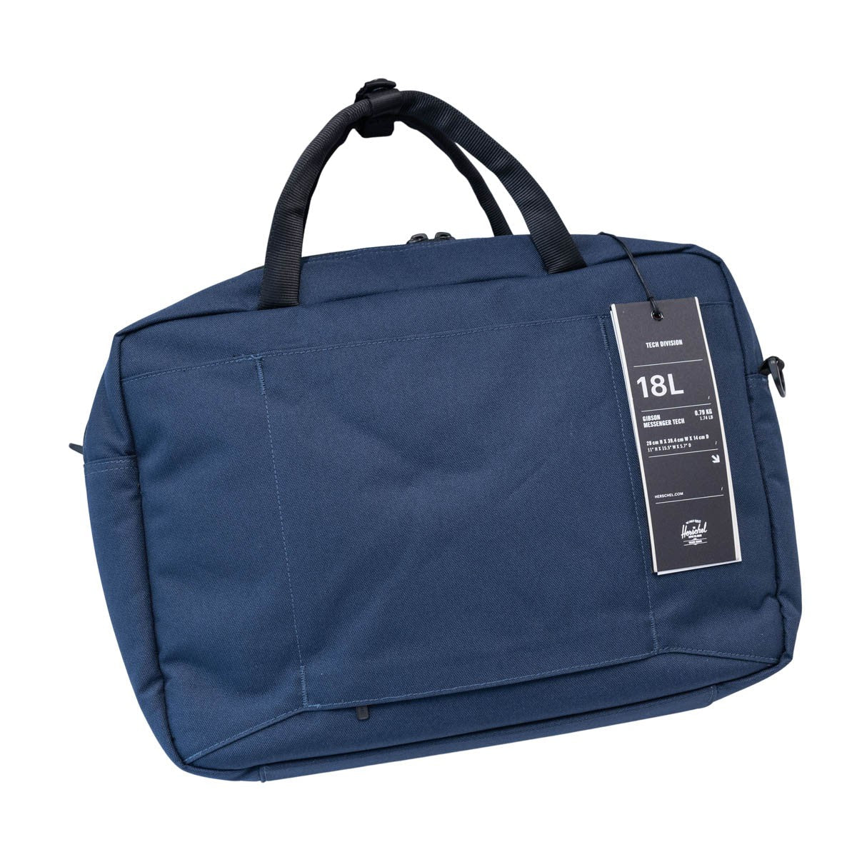 Herschel Tech Gibson 18L Mood Indigo messenger bag rear view